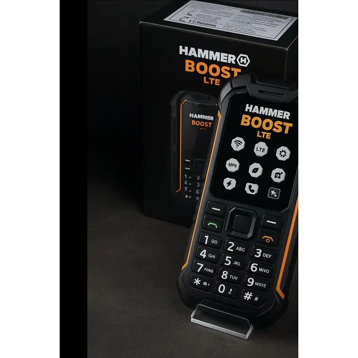 Téléphone portable robuste HAMMER Boost - 2,4 · 4G · 64 Mo · 128 Mo · IP68 · Noir