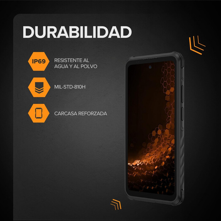 Smartphone robuste HAMMER Iron 6 - NFC · MediaTek Dimensity 6300 · Écran IPS 6,56 pouces · 6 Go · 128 Go · Android 14 · Noir