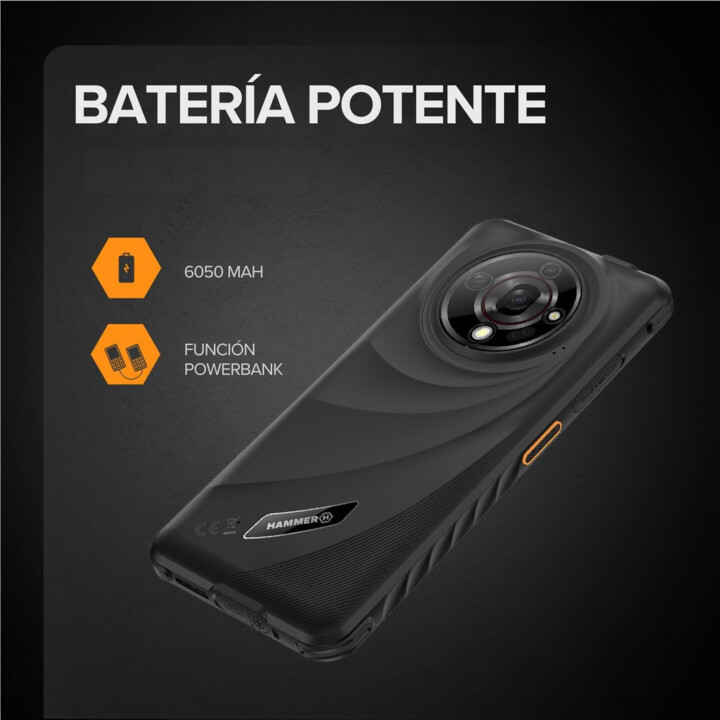 Smartphone robuste HAMMER Iron 6 - NFC · MediaTek Dimensity 6300 · Écran IPS 6,56 pouces · 6 Go · 128 Go · Android 14 · Noir