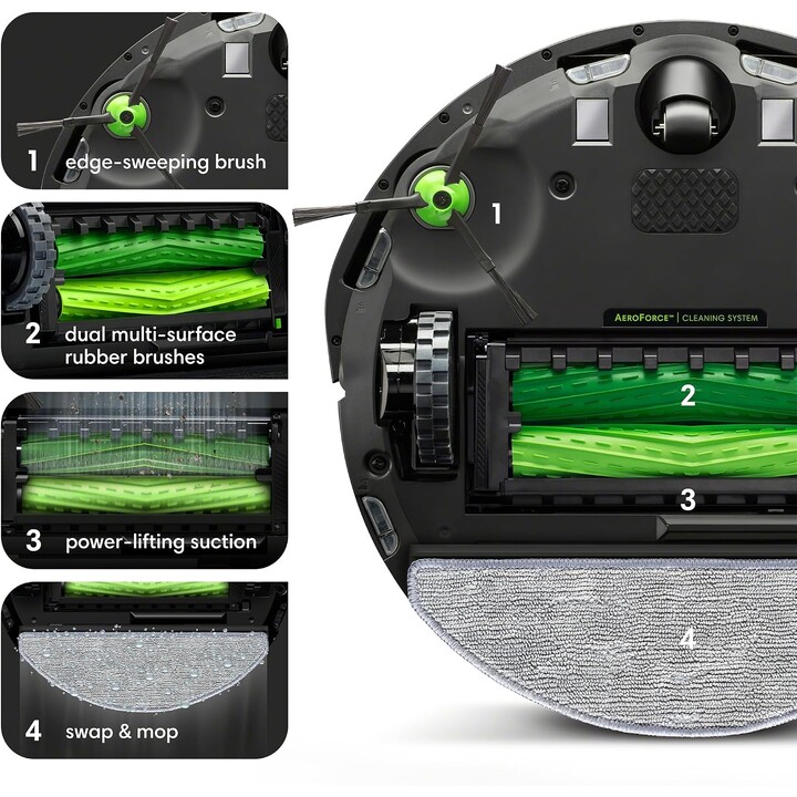 Robot aspirador y fregador iRobot Roomba Combo i8+, negro - Reacondicionado