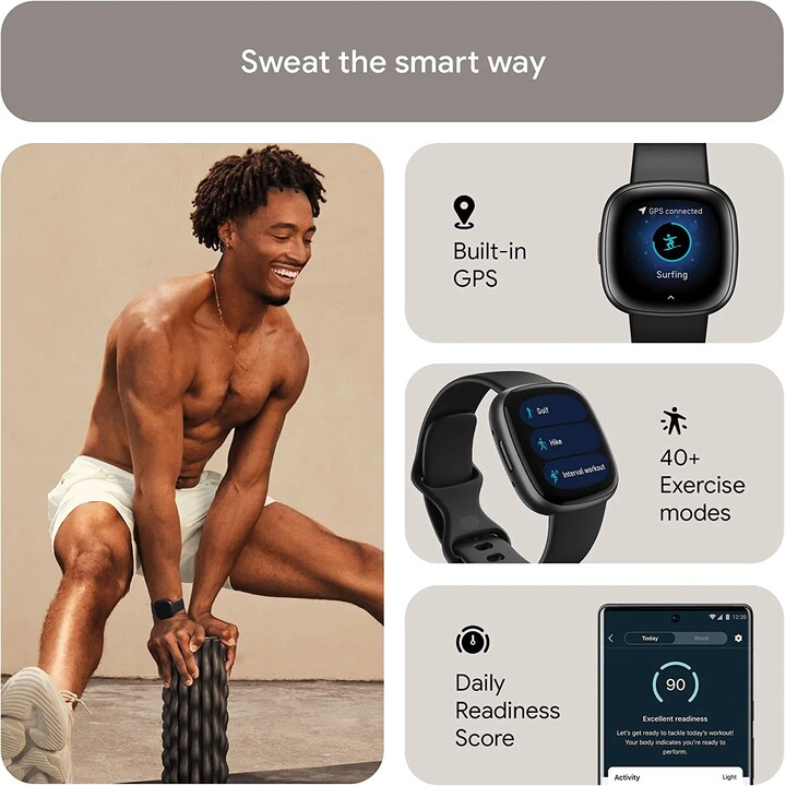 Fitbit Versa 4 Smartwatch black/black aluminum