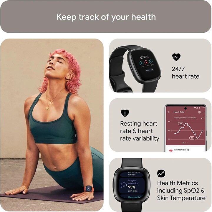 Fitbit Versa 4 Smartwatch black/black aluminum