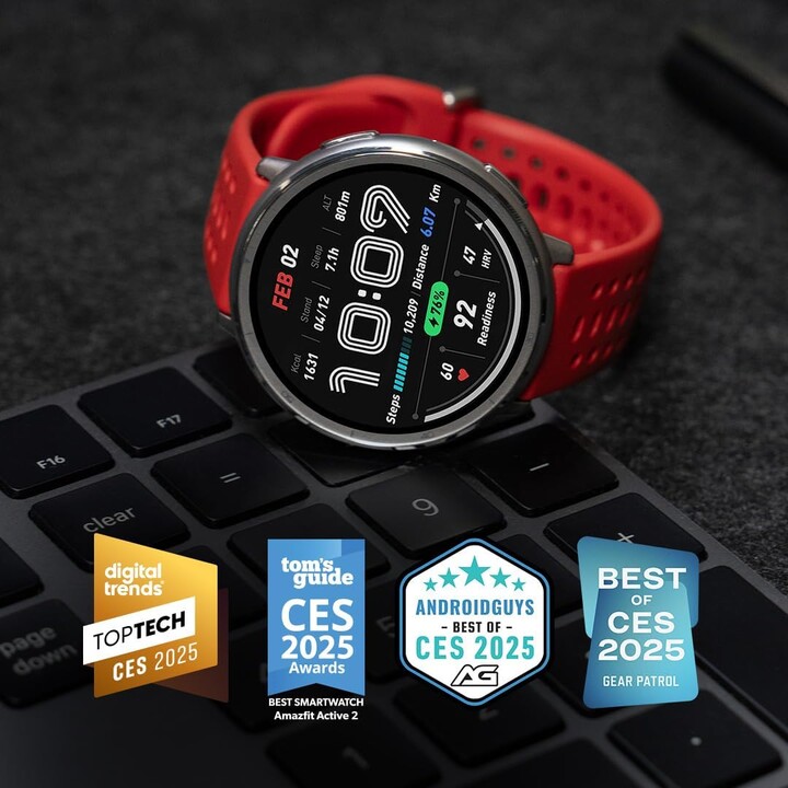 Amazfit Active 2, smartwatch da 1,7 pollici, GPS, batteria di 10 giorni, 160+ modalità sportiva, nero