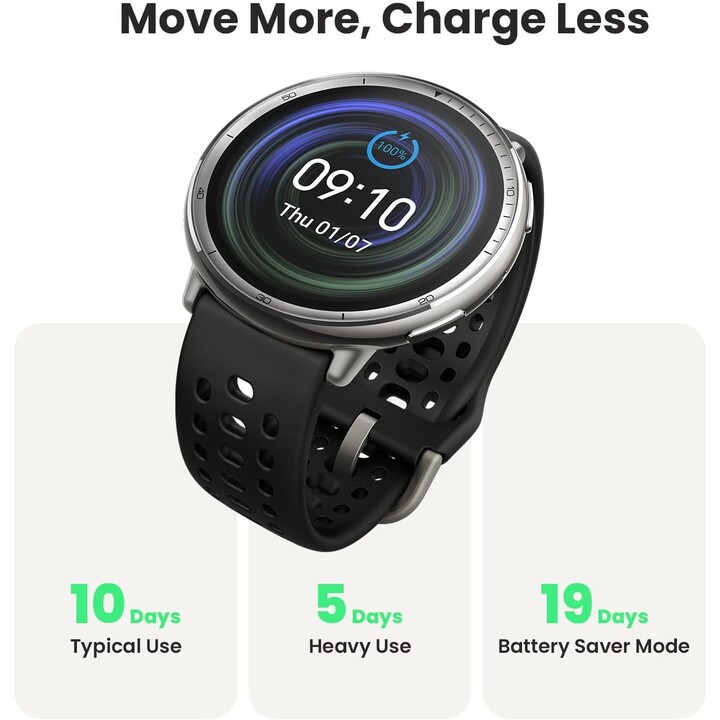 Amazfit Active 2, 1,7 Zoll Smartwatch, GPS, 10-Tage-Akku, 160 Sportmodi, Schwarz