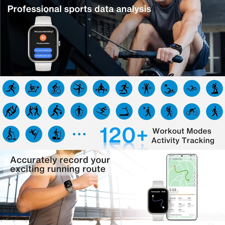 HONOR Choice Smartwatch, Fitness Tracker, SPO2, 1,95 AMOLED Display, 12 dias, GPS, 5ATM, Preto