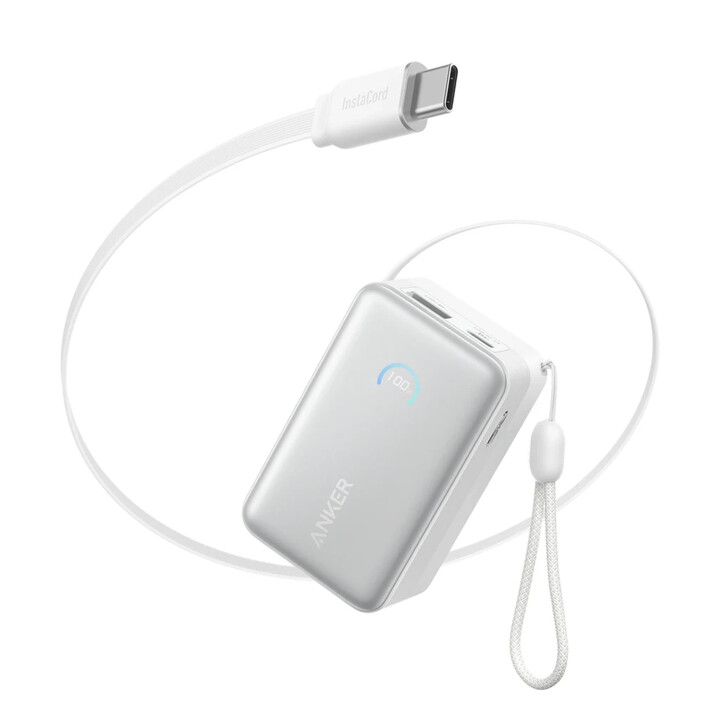 Anker Nano Power Bank 10K 45W 10000mAh Blanco Cable USB-C Retráctil Carga Rápida