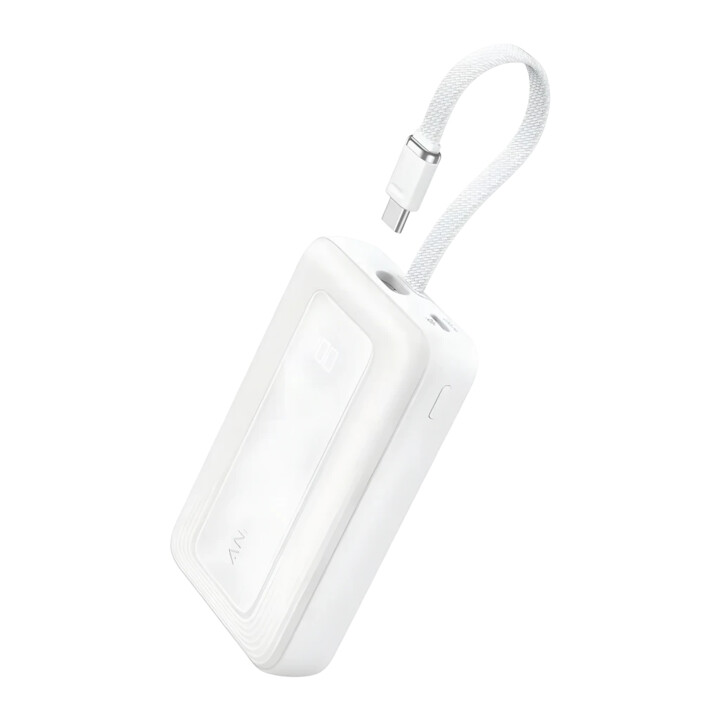 Anker Zolo 20.000 mAh, 30 W, weiß, mit einziehbarem Kabel