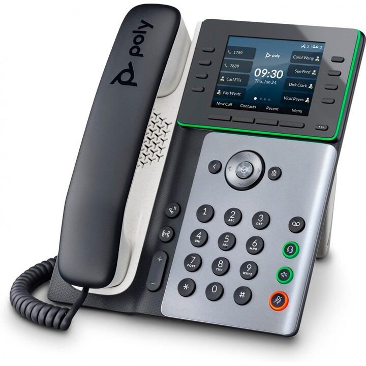 Telefone IP POLY Edge E300 e telefone IP habilitado para PoE preto 8 linhas IPS