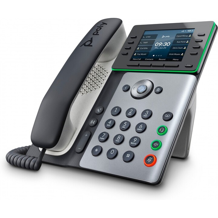 Téléphone IP POLY Edge E300 et téléphone IP compatible PoE Noir 8 lignes IPS