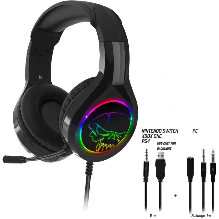 SPIRIT OF GAMER PRO-H8 cuffie gaming con microfono RGB nere