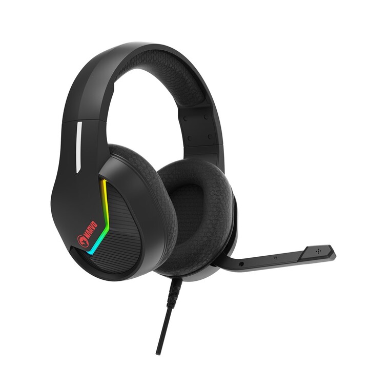 Marvo H8618 Kabelgebundene Kopfhörer mit Kopfbügel für Spiele, USB Typ A, schwarz