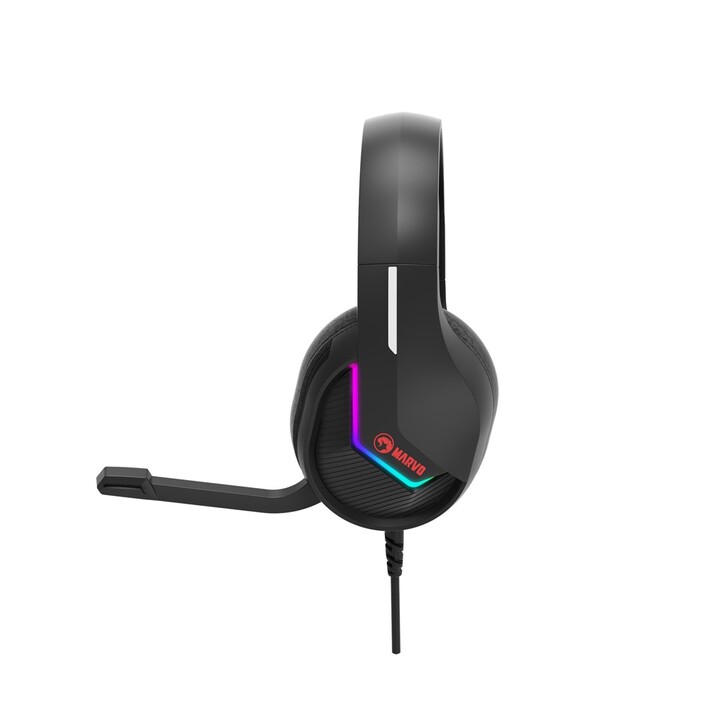 Marvo H8618 Casque filaire à arceau pour jeux vidéo, USB Type A, noir
