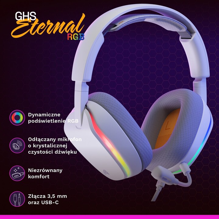 Glorious Gaming Glorious GHS Eternal RGB - Auriculares estéreo para juegos para PC, PS5, PS4 y Switch - Altavoces ajustables exc