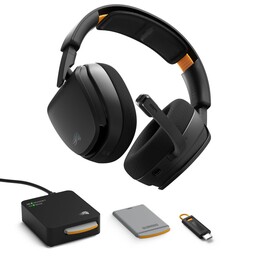 Glorious Gaming GHS Wireless InfinitePlay : casque sans fil de jeu Bluetooth à arceau, avec socle de recharge, noir