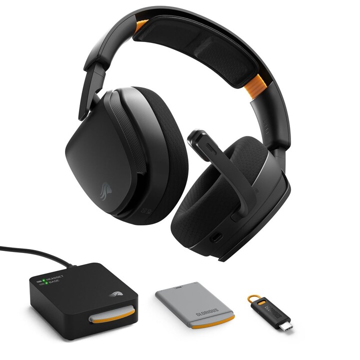 Glorious Gaming GHS Wireless InfinitePlay Auscultadores sem fios com arnês para jogos Bluetooth e base de carregamento Preto