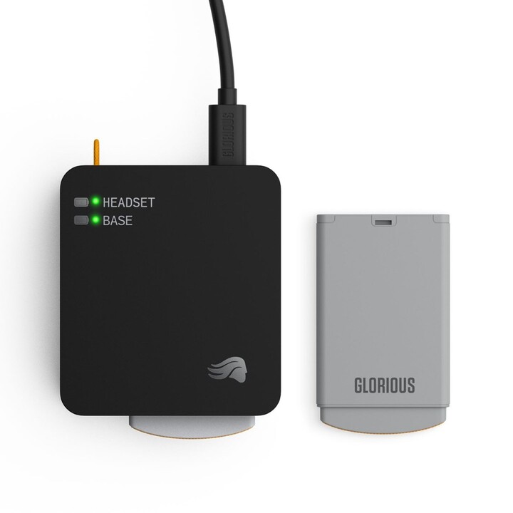 Glorious Gaming GHS Wireless InfinitePlay Auscultadores sem fios com arnês para jogos Bluetooth e base de carregamento Preto