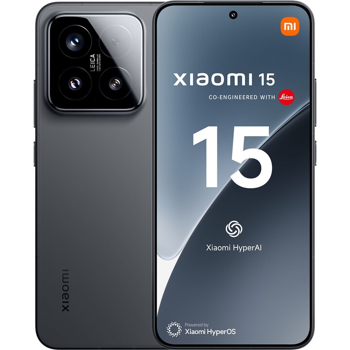 Smartphone Xiaomi 15, 5G, 12+512 GB, fotocamera Leica da 50 MP, batteria da 5240 mAh, Hypercharge da 90 W, iperai, nero