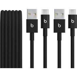 Lot de deux câbles tressés Beats USB-A vers USB-C, recharge rapide, conception résistante et anti-enchevêtrement (1,5 m), noir c
