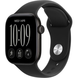 Apple Watch Series 12 GPS 42 mm, schwarzes Aluminiumgehäuse, schwarzes Sportarmband, Größe S/M