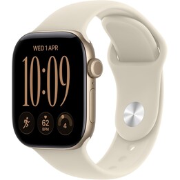 Apple Watch Series 12 GPS Cellular 42mm carcasa de aluminio en color oro claro y correa deportiva arena S/M