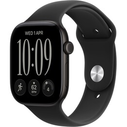 Apple Watch Series 12 GPS Cellular 46 mm, boîtier en aluminium noir, bracelet Sport noir, taille M/L