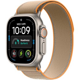 Apple Watch Ultra 4 com GPS e rede móvel, 49 mm, caixa em titânio natural, bracelete Trail Loop na cor areia, tamanhos M/L