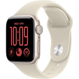 Apple Watch SE3 2026 GPS 40 mm, boîtier en aluminium Starlight, bracelet Sport couleur sable, taille S/M
