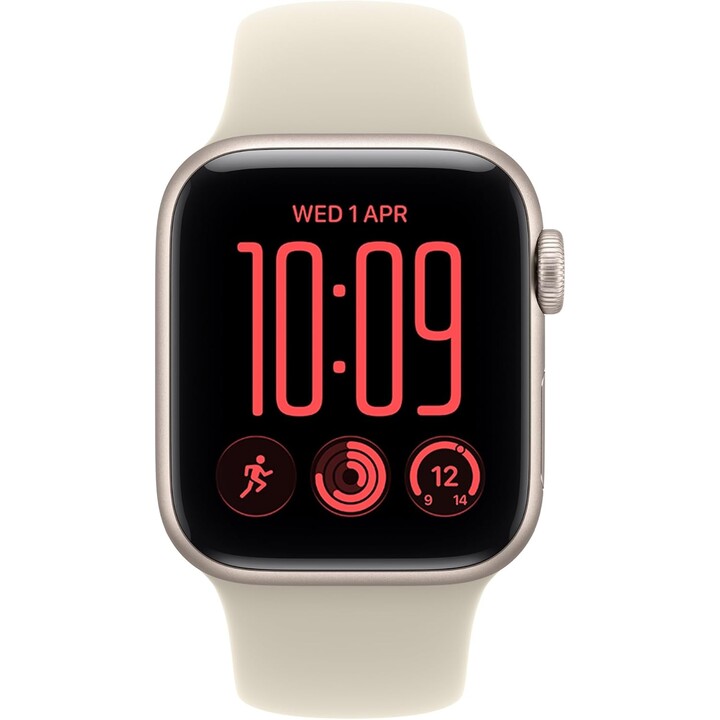 Apple Watch SE3 2026 GPS Cellular 40 mm, Aluminiumgehäuse in Starlight, Sportarmband in Sand, M/L