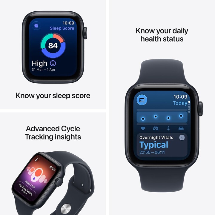 Apple Watch SE3 2026 com GPS e rede móvel, 40 mm, caixa em alumínio Starlight, bracelete Sport na cor areia, tamanhos M/L