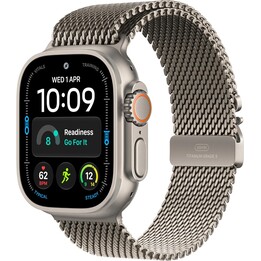 Apple Watch Ultra 4 GPS Cellular 49 mm, Gehäuse aus naturfarbenem Titan, Milanese Loop aus naturfarbenem Titan, Größe S