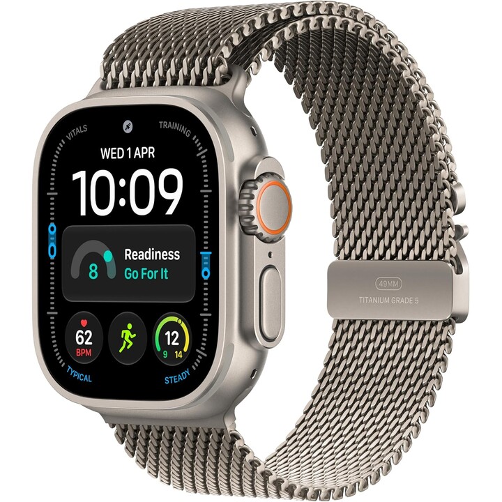 Apple Watch Ultra 4 GPS Cellular 49 mm, cassa in titanio naturale, cinturino Milanese Loop in titanio naturale, taglia M
