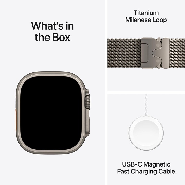 Apple Watch Ultra 4 GPS Cellular 49 mm, cassa in titanio naturale, cinturino Milanese Loop in titanio naturale, taglia M