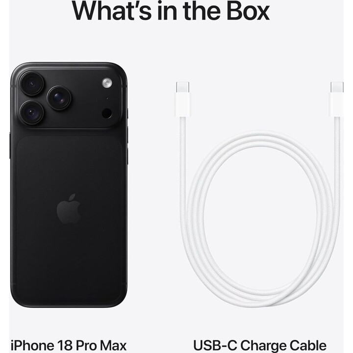 Telemóvel Apple iPhone 18 Pro Max de 1 TB, 5G, com Apple Intelligence, controlo da câmara, chip A20 Pro, Preto