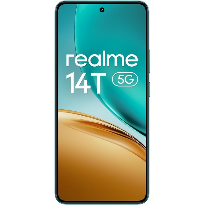 Realme 14t 5G, 8+256GB, 5260 mAh Batería, Dimensidad 6300, IP69, 50MP, pantalla AMOLED de 120Hz, verde