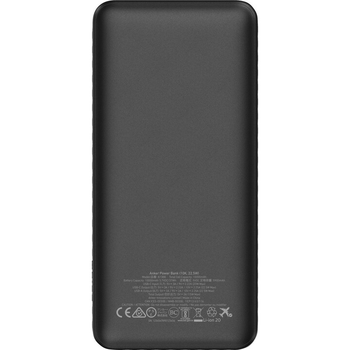 Anker Powerbank 10.000 mAh 22,5 W 1x USB-A 1x USB-C Schwarz