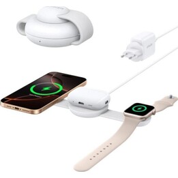 Station de charge sans fil 3-en-1 Anker MagGo, barre de charge pliable, blanc