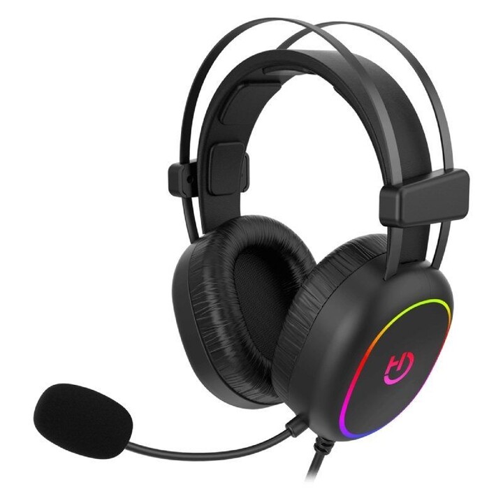 Fones de ouvido para jogos Hiditec Erys ARGB com microfone / Jack 3.5 / USB / preto