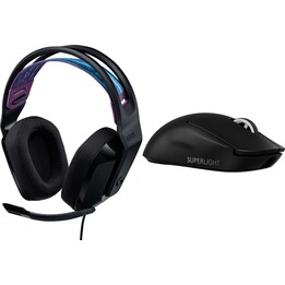 Logitech G335 and G PRO X SuperLight 2 41389 981-000978 910-006630 Wireless Headset and Mouse Bundle Black