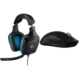 Logitech G432 und G PRO X SuperLight 2 47008 981-000770 910-006630 Gaming-Headset- und Maus-Set, blau