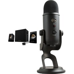 Logitech Z533 and Yeti USB Blackout 44328 980-001054 988-000229 Computer Speakers and Microphone Bundle