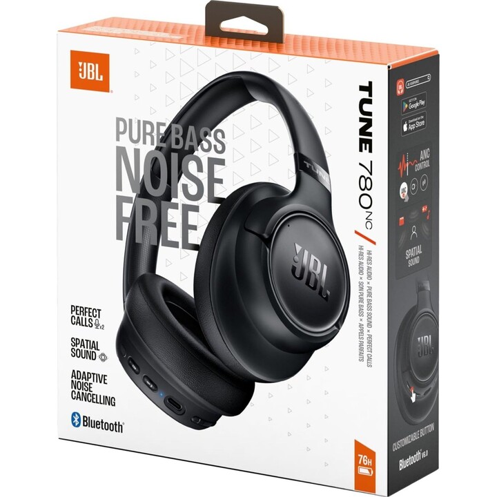Casque supra-auriculaire sans fil à réduction de bruit JBL Tune 780NC 28696, noir