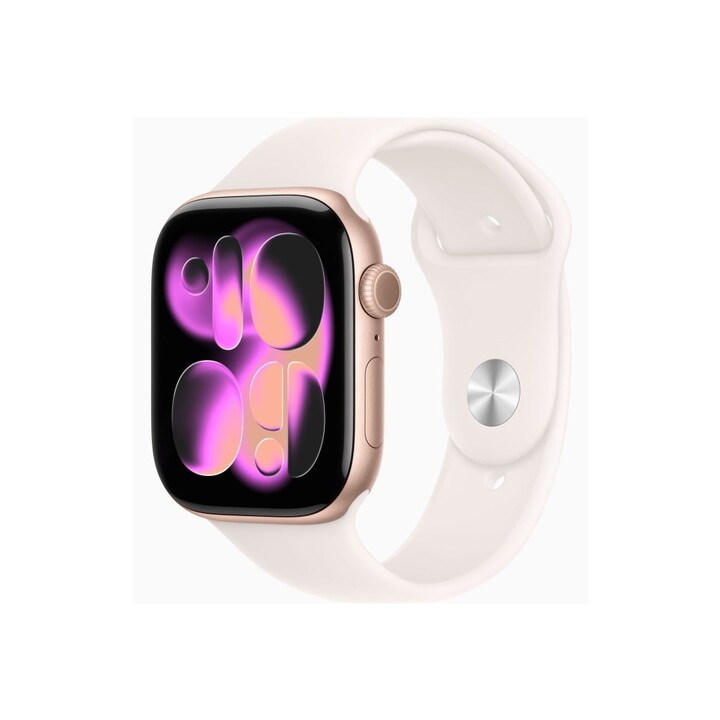 Montre connectée Apple Watch 11 GPS 46 mm Rose Gold, bracelet Sport en aluminium S/M rose (MEV64RK/A)