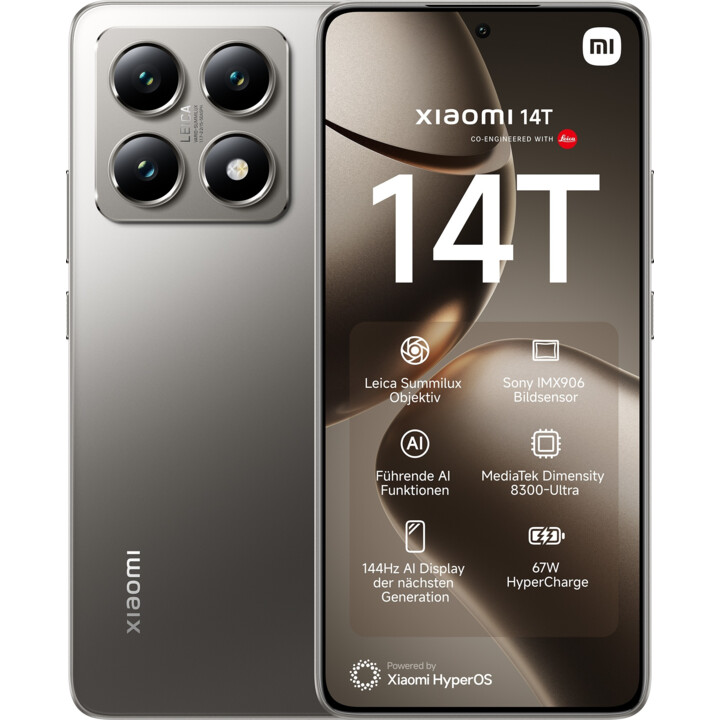 Xiaomi 14T 5G, 12 GB 256 GB, Smartphone mit 6,67 "AI -Display, Dual Sim, Titanium Gray