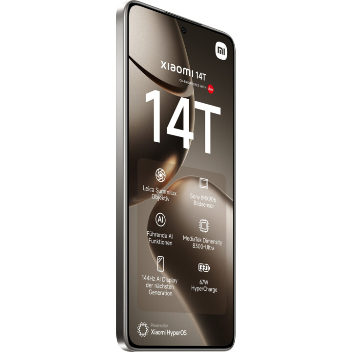 Xiaomi 14T 5G, 12 GB 256 GB, smartphone con display 6.67 "AI, Dual Sim, Titanium Grey
