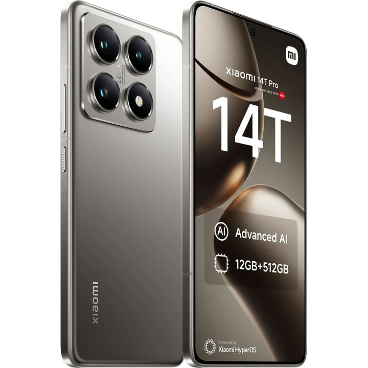 Xiaomi 14T Pro 5G, 12 Go 512 Go, Smartphone avec écran AI 6,67, Dual Sim, Titan Grey