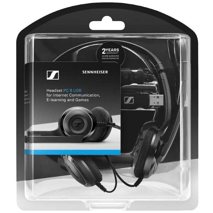 FONE DE OUVIDO + MIC SENNHEISER DIADEMA PC 8 USB PRETO