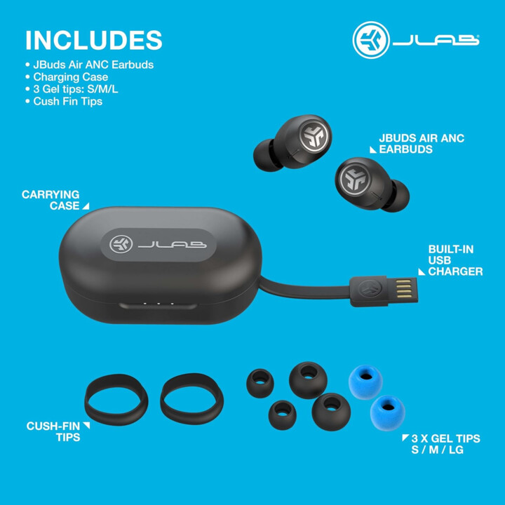 JLab JBuds Air TWS Preto - Auscultadores Bluetooth