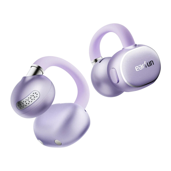 EarFun Clip 2 Kopfhörer, violett, Open-Ear, Bluetooth 6.0, 11 Std. + 29 Std. im Ladecase