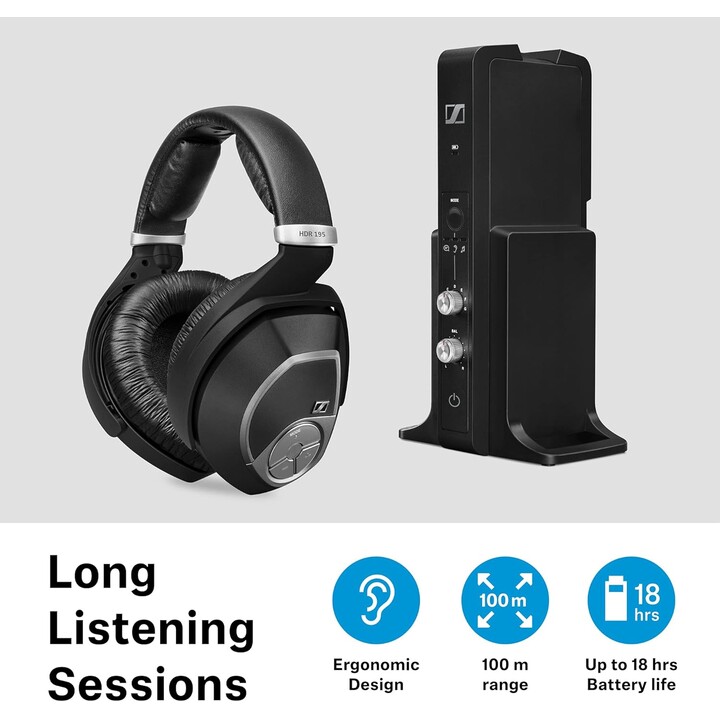 Sennheiser RS 195-U Cuffie Archetto Connettore 3,5 mm Nero