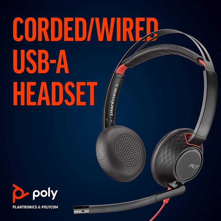 CUFFIA + MICROFONO POLY BLACKWIRE 5220 NERO USB BULK